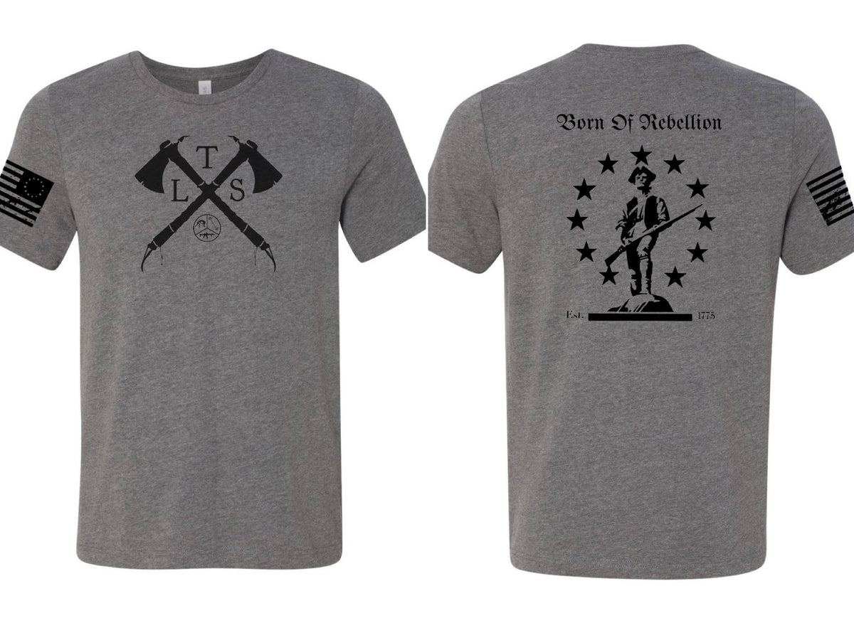 Tomahawk Born Of Rebellion (Grey) Men's T-Shirt – Train Lift Shoot