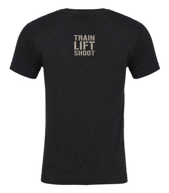 TRAIN HARD. LIFT HEAVY. SHOOT STRAIGHT - (Black) Men’s T-Shirt