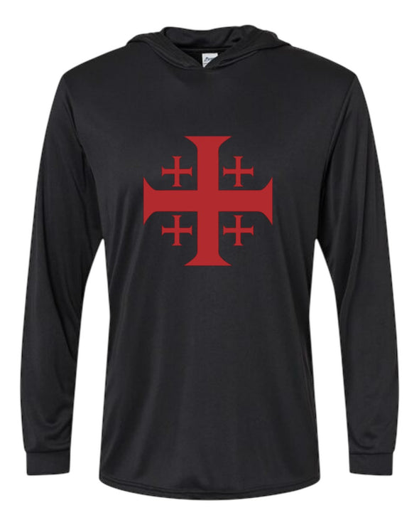 Kingdom of Jerusalem (Black) DriFit UV Performance Hooded Long Sleeve Training Shirt - Men’s & Women’s