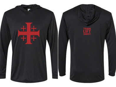 Kingdom of Jerusalem (Black) DriFit UV Performance Hooded Long Sleeve Training Shirt - Men’s & Women’s