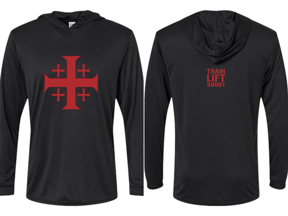 Kingdom of Jerusalem (Black) DriFit UV Performance Hooded Long Sleeve Training Shirt - Men’s & Women’s