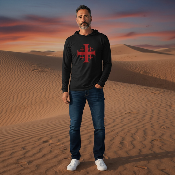 Kingdom of Jerusalem (Black) DriFit UV Performance Hooded Long Sleeve Training Shirt - Men’s & Women’s