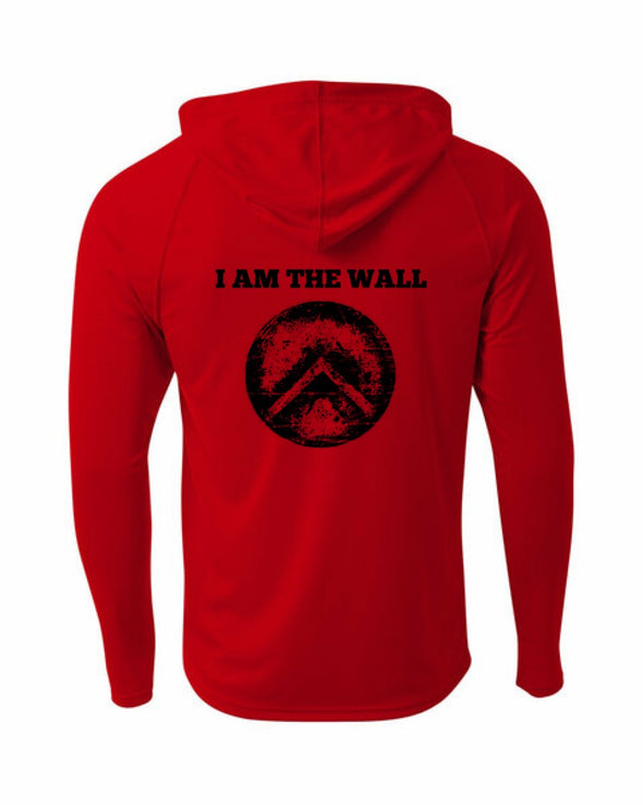 I AM THE WALL (Red) DriFit UV Performance Hooded Long Sleeve Training Shirt - Men’s & Women’s