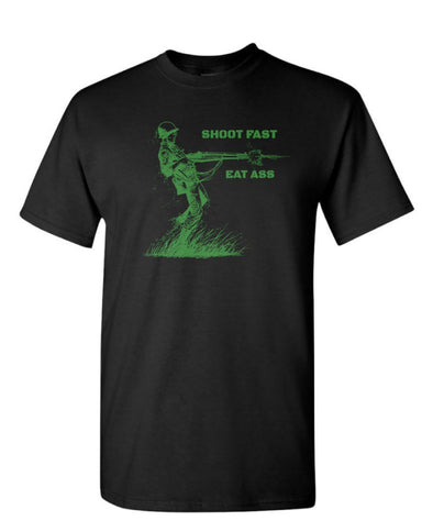 Shoot Fast Raunchy Operator T-Shirt (Black/Green) Men's