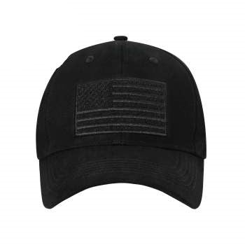Hook & Loop U.S. Flag Low Profile Cap (Black) - OSFM