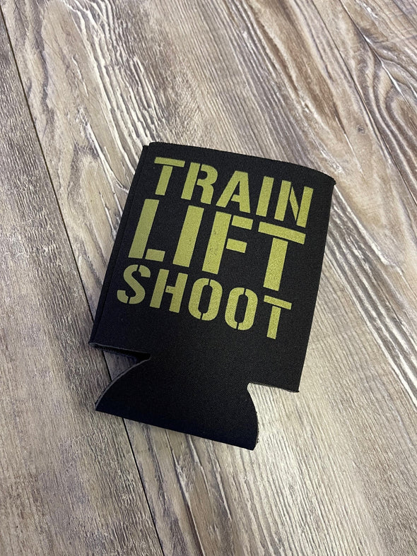 TRAIN LIFT SHOOT (Black/OD Green) Koozie