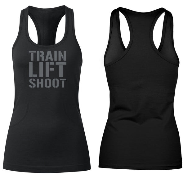 Train Lift Shoot Women's Racer Back Tank (Black)
