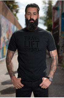 Train Lift Shoot - Black on Black - This is the Way T-Shirt